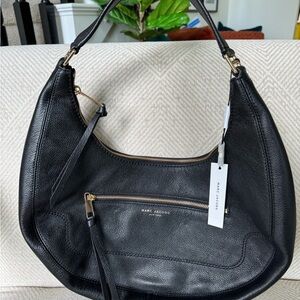 Marc Jacobs Black Hobo Bag with Gold Accents